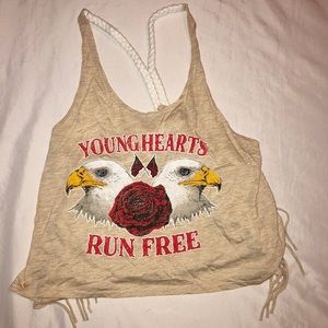 Forever 21 Graphic Tank Top with Fringe